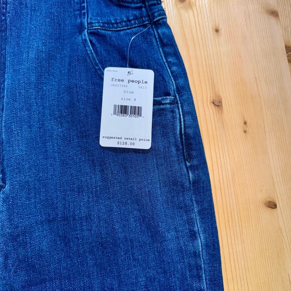 NWT Free People Denim‎ Jumpsuit Sleeveless Blue Size 4 Boho Y2K Soft girl HTF - Picture 3 of 8